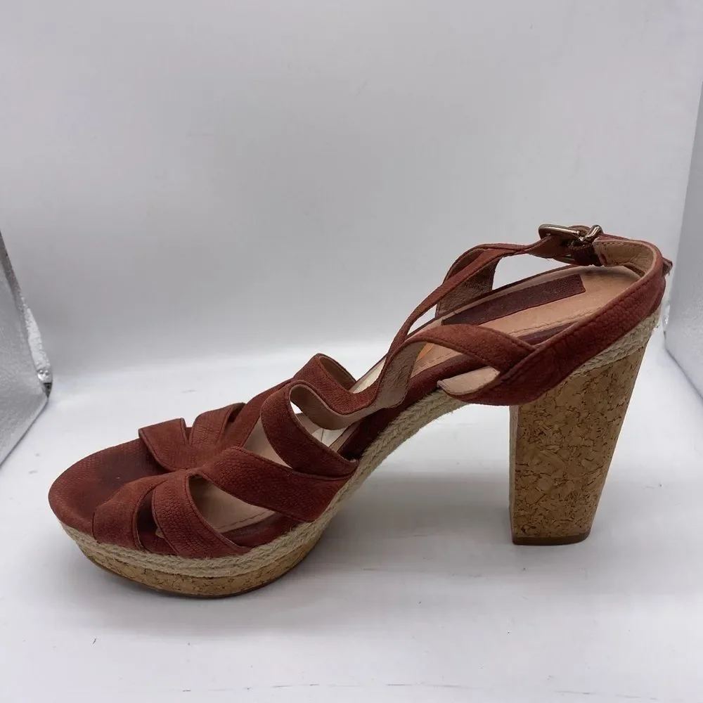 Nurture Rust Color Cork Platform Heels Size 9.5